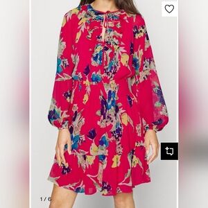 Lauren - Ralph Lauren Floral Crinkle Georgette Long-Sleeve Dress Women's Size 6